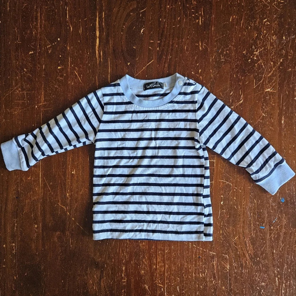 Puppy Overalls Striped Long Sleeve Shirt Outfit 12M - Picture 7 of 8